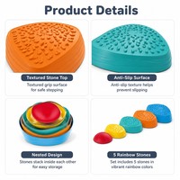 Juguete Sensorial Educativo para Niños en Edad Preescolar y para Niños Pequeños, Uso en Interiores/Exteriores - Vigas de Equilibrio y Piedras de Apoyo Arcoíris