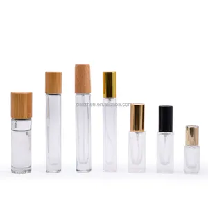 Botol kaca 10ml 15ml isi ulang kecil pemasangan mudah dengan semprotan hitam putih untuk botol sampel penguji parfum
