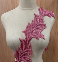 Délicate Feuille Sequin Perles De Rocaille Dentelle Applique Feuille Motif Dentelle Garniture Robe De Mariée