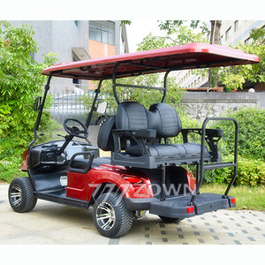 Carrito de golf eléctrico ZOWN de 3-4 asientos, rojo, con techo y parabrisas - Product Image 3