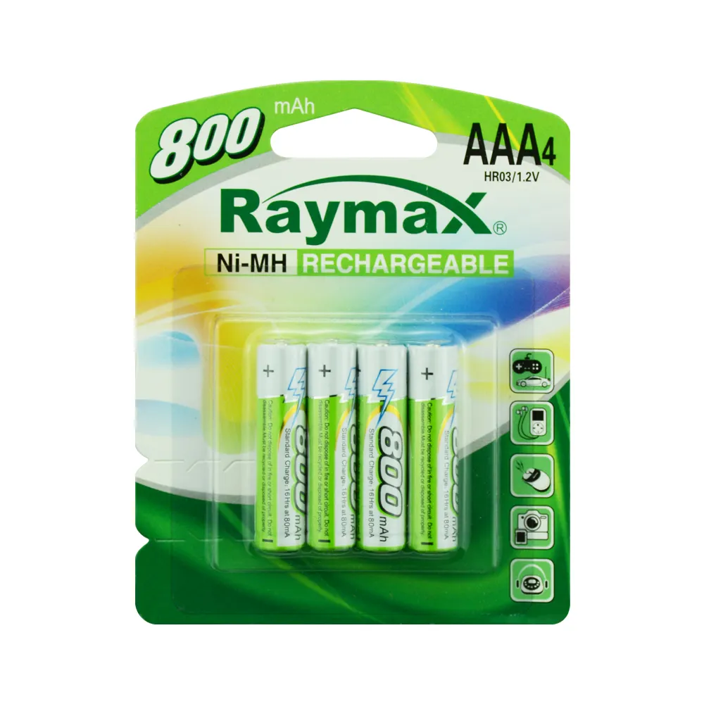 OEM marka Raymax 1.2Volt Ni-MH aaa HR03 4B 800mAh AAA şarj edilebilir oyuncak piller