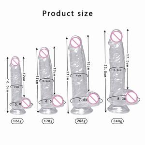Jouet sexuel en gros pour femmes, gros gode, masturbation, pénis artificiel, jouets sexuels pour adultes, gode en cristal, TPE, pénis transparent - Product Image 2