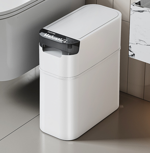 <span class=keywords><strong>Cubo</strong></span> de <span class=keywords><strong>basura</strong></span> de pie para el hogar con diseño de hendidura estrecha de plástico grande de 15L al por mayor con tapa elástica para baño, sala de estar y dormitorio - Product Image 3