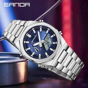 Reloj Deportivo SANDA 3376 para Hombre, Multifunción, Doble Pantalla, Resistente al Agua, de Acero Inoxidable, Digital, de Cuarzo, con Retroiluminación - Product Image 3