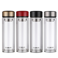 Infuseur à thé en verre personnalisé à double paroi 420 ml, design minimaliste, écologique, adapté aux adultes, bouteille à boire directement, en acier inoxydable