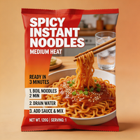 Fideos Udon de Trigo Duro Listos para Comer, Picantes, Bajos en Sodio, Sin Azúcar, en Vaso, Alimento Diario Nutritivo