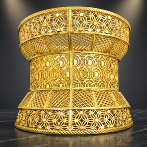 กำไลข้อมือแฟชั่นขายส่งแบบ Kada ลายฉลุทองตุรกี กำไลข้อมือแบบเปิดลายดอกไม้ประณีต ชุบทอง 14K18K24K - Product Image 2