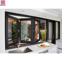 Fenêtres pliantes en verre trempé en aluminium Fenêtre pliante locale pliante horizontale pour usage extérieur