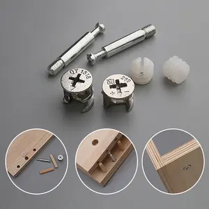 Furniture Fitting Board Connector Bolt Excentric Cam Screw Mini Fix 3 In 1 For Wooden Cabinet