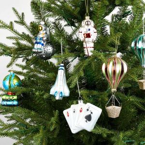 Adorno Navideño de Cristal Personalizable de Lujo con Forma de Cohete de Astronauta y Globo Aerostático, Hecho a Mano, Pequeño Colgante para Árbol de Fiesta - Product Image 2