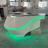 Comptoir de réception en pierre artificielle pour salle de billard, design incurvé, taille personnalisée, petit bar LED, comptoir d'accueil