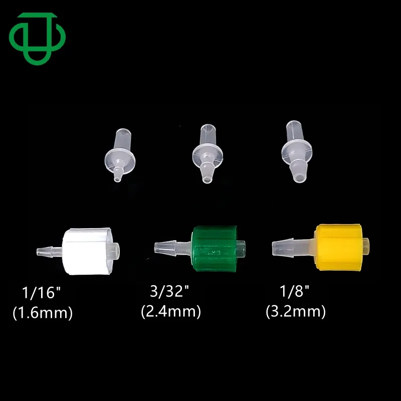 JU 1/16 3/32 1/8 "IDチューブPPスリップオスルアーからバーブコネクター医療用ルアーロックチューブフィッティング