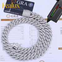 Fealux Catena Cubana Stile Hip-Hop in Argento Sterling 925 con Diamanti Moissanite VVS Colore D