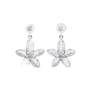 Boucles d'oreilles en diamant argenté, coupe marquise, couleur blanche D, diamant naturel, style romantique, bijoux de mariage pour femmes - Product Image 1