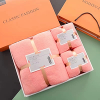 Ensemble de serviettes de bain de haute qualité avec logo personnalisé, couvercle rigide tissé, ensemble de serviettes de visage rectangulaires en microfibre corail, emballage cadeau doux