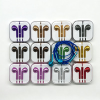 Earphone berkabel 3.5mm warna elektroplating baru dengan kontrol suara dan mikrofon, earphone olahraga dalam telinga untuk musik