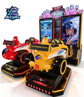 Arcadix Machine de jeu d'arcade de course à monnayeur 2 joueurs Super Burn Racing Simulator Jeu de conduite en métal pour centre de jeux