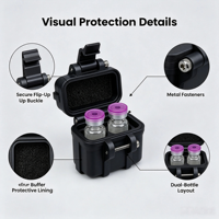 Boîte de rangement en plastique PETG imprimée en 3D avec dégradé, qualité alimentaire, 3 ml, 2 compartiments, étui de voyage pour la protection des échantillons en flacon