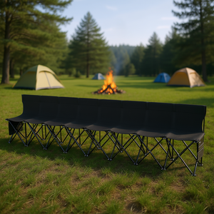 Banco Deportivo Plegable Portátil de 8 Asientos, Muebles de Camping para Exteriores con Respaldo, Uso en Todas las Estaciones - Product Image 2