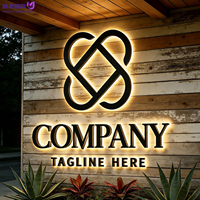 Letrero Comercial Personalizado de Acero Inoxidable con Retroiluminación, Grabado en 3D, Color Negro Mate, Logotipo para Pared Exterior para Centros Comerciales, Empresas, Salones de Belleza y Tiendas