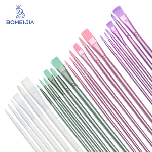 BOMEIJIA Vente chaude Ensemble de pinceaux <span class=keywords><strong>à</strong></span> poils synthétiques avec manche en bois 4 pièces/6 pièces pour la peinture <span class=keywords><strong>à</strong></span> l'huile, <span class=keywords><strong>à</strong></span> l'acrylique et <span class=keywords><strong>à</strong></span> l'aquarelle des artistes - Product Image 3
