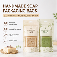 Pochette d'emballage pour savon artisanal réutilisable et autoportante avec fermeture éclair finition mate pour les marques de savon artisanal