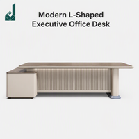 Bureau de direction moderne en forme de L, design bicolore, pieds arrondis avec table d'appoint et armoire de rangement pour bureau d'entreprise