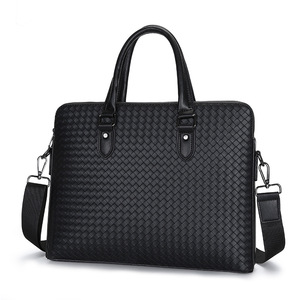 Fashion Men Handbag Business Woven Crossbody Briefcase PU Leather Horizontal Laptop <b>Document</b> <b>Bag</b> Trendy Men Computer File <b>Bag</b> Cu - Product Image 2