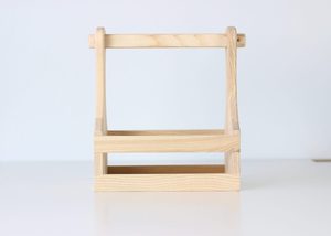 Boîte porte-bouteilles en bois de frêne courbé, faite à la main, avec poignée robuste en bois lamellé pour le transport de vin et de bière en cuisine - Product Image 3