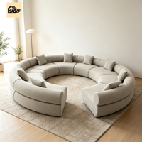 Conjunto de Sofá Seccional Curvo Minimalista Moderno, Sofá Modular Redondo de Tela con Estructura de Madera Sólida para Sala de Estar o Villa