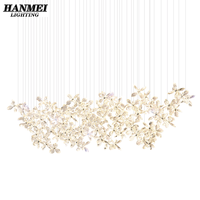 Lampes suspendues en cristal LED personnalisées avec hauteur réglable pour restaurant et salon - Blanc chaud