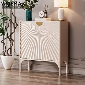 WISEMAX muebles de sala de estar contemporáneos decoración del hogar lado de entrada 2 puertas gabinete de madera mesa de consola estrecha con almacenamiento