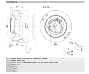 Ventilador centrífugo compacto EC de aspas curvadas hacia atrás ebm-papst R1G175-RB33-10/G02 para sistemas de ventilación HVAC y circulación de aire. - Product Image 4