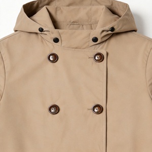 Erkek Minimalist Bej Kapüşonlu <span class=keywords><strong>Parka</strong></span> |   Orta Boy Kruvaze Kaban |   Klasik İngiliz Tarzı Dış Giyim - Product Image 1
