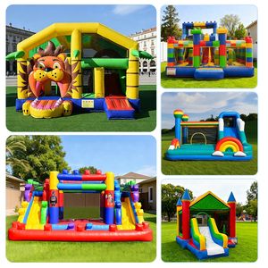 Lion Bouncy Castle Jumping <b>House</b> with Slide Jumping Pastel Castle with Blower <b>Inflatable</b> Bouncy Castle for Kids - Product Image 5