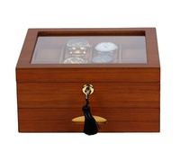 Luxe Bois Laqué Noyer Teck Placage Montre Bijoux Lunettes Affichage Boîte De Rangement Organisateur Avec Tiroir