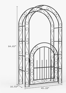Arche de jardin en métal robuste pour clématites et jasmin parfumé, style Art déco anglais traditionnel, géométrique, avec porte - Product Image 2