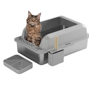 Super XL Large Enclosed Stainless Steel <strong>Cat</strong> Litter Box With High Side Easy Clean Metal <strong>Maine</strong> <strong>Coon</strong> Toilet for Large Big <strong>Cats</strong> - Product Image 2