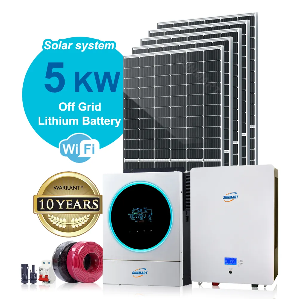 5kva full package off-grid hybrid energy 5kw solar power system with home battery backup 5000w solar panel system