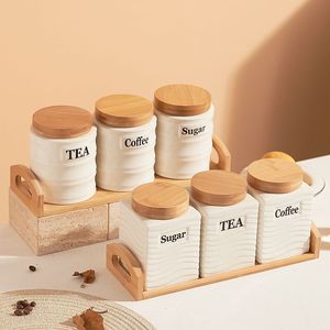 Vente en gros Nouvelle boîte à café en céramique créative à forme gaufrée, personnalisée, de qualité alimentaire, pour cuisine, boîte à thé, pot à sucre - Product Image 1