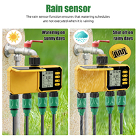 Programmateur d'irrigation solaire programmable à 4 ports, contrôleur de vanne d'eau, chargeur solaire USB, capteur de pluie, minuterie d'arrosage goutte à goutte pour jardin et pelouse