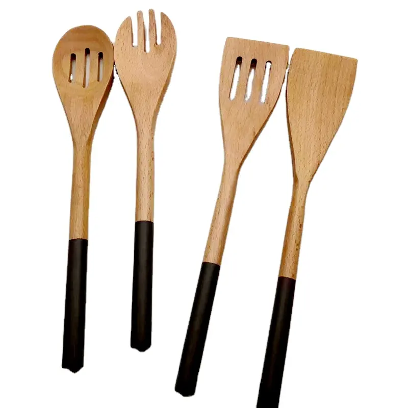 Hot Sale Wooden Accessories Kitchenware Cooking Tool Sets Beech Wood Kitchen Wooden Utensils Set