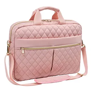 OEM Водонепроницаемая мягкая стеганая розовая сумка-тоут на плечо для компьютера, деловой портфель для планшета, сумка для ноутбука для женщин