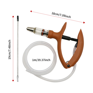 पशु चिकित्सा स्वचालित निरंतर कैथीटर नारंगी सिरिंज 2 मिली 5 एमएल पोल्ट्री टीका गन खुराक समायोजन पुनः प्रयोज्य सिरिंज - Product Image 2