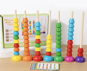 ของเล่นไม้เสริมพัฒนาการเด็ก เกมนับเลข คณิตศาสตร์ ตัวต่อเรียงซ้อน ลูกปัดหลากสี ขายส่งราคาถูก - Product Image 6