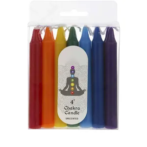 Magic Ritual Church 7 Pcs Mega Unscented Chakra Hand Poured Premium Wax Straight Taper Candle for Pagan and Witchcraft Altars