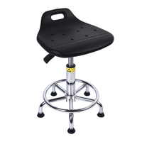 Chaise pivotante noire à hauteur réglable avec pieds en acier inoxydable Tabouret de laboratoire