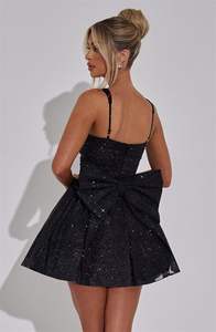 Abito in chiffon lucido 2025 Mini abito <span class=keywords><strong>da</strong></span> sera formale aderente a trapezio con papillon abito <span class=keywords><strong>da</strong></span> ballo corto - Product Image 5