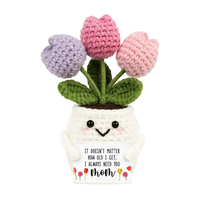 Carte au crochet faite à la main pour les fleurs - Petit rappel - Décoration tricotée - Cadeau de Noël pour femmes, hommes, professeurs, mamans, amis, collègues