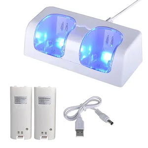 Dual Charging Station Dock for Nintendo Wii. Comes with 2 Rechargeable Batteries & LED Lights